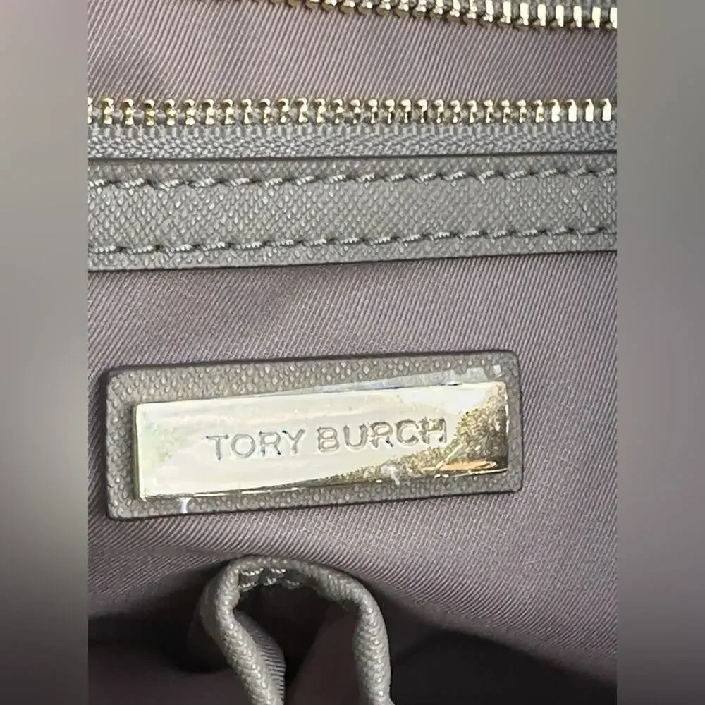 Tory Burch Gray Leather Parker Tote Bag